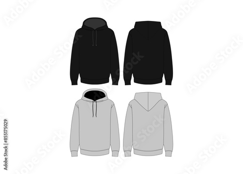 Black Male Hooded Sweatshirt - Long Sleeve Hoody Mockup - Men’s Zipped Hoodie Design - Streetwear Apparel Vector Template Black Male Hooded Sweatshirt Long Sleeve Hoody Mockup Mens Hoody Zipped 