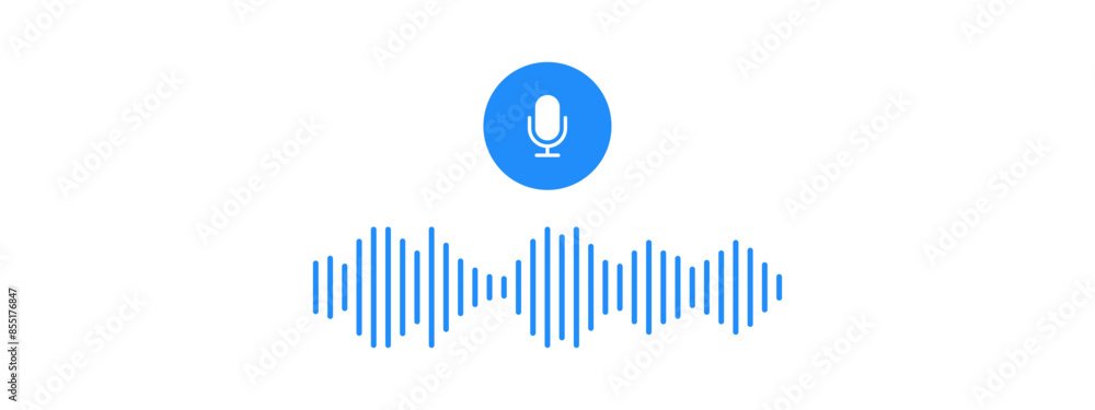 Fototapeta premium Voice Message icon modern flat vector image. Voice chat icon. Podcast Microphone. Audio message.