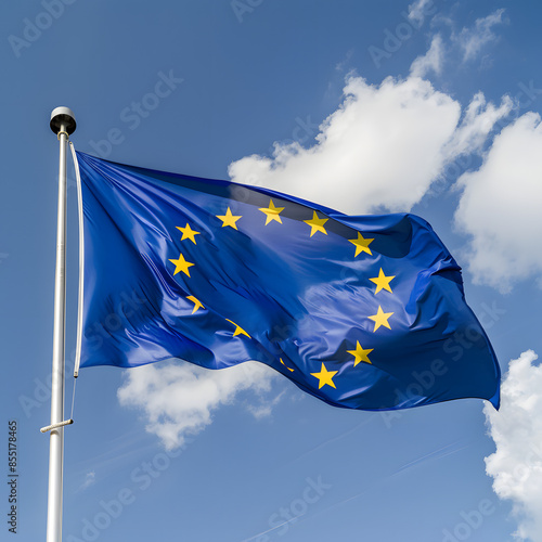 bandera ondeante en mástil