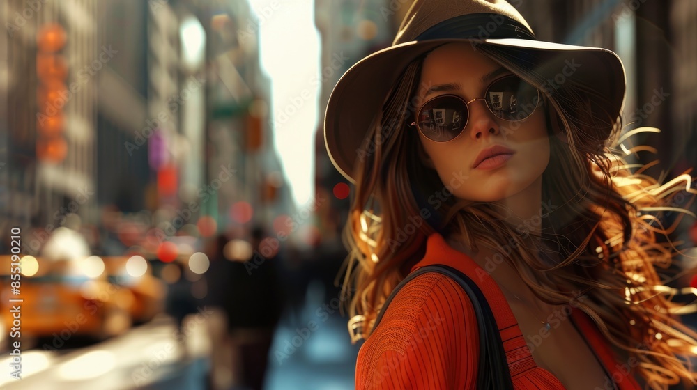 A Fashionable Woman Walking Down The City Streets, Exuding Confidence And Style A Fashionable Woman Walking Down The City Streets, Exuding Confidence And Style
