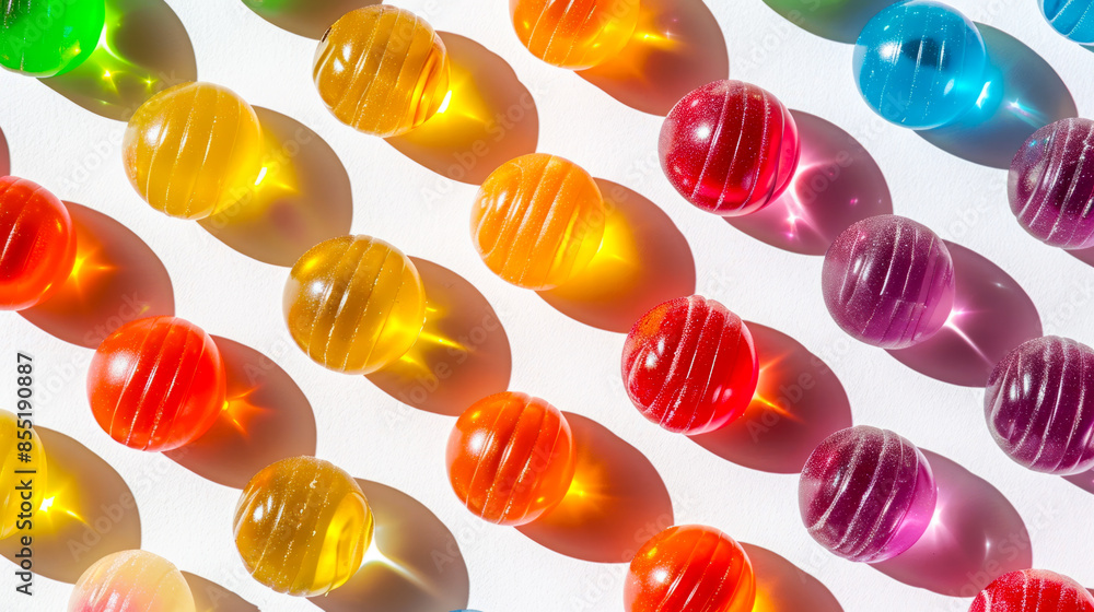 Variety of Fruity Flavored Gummies, Confectionery Concept Variety of Fruity Flavored Gummies, Confectionery Concept