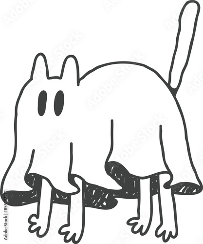 Scared cat in ghost costume doodle