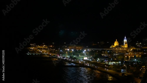 Cartagena causeway at night