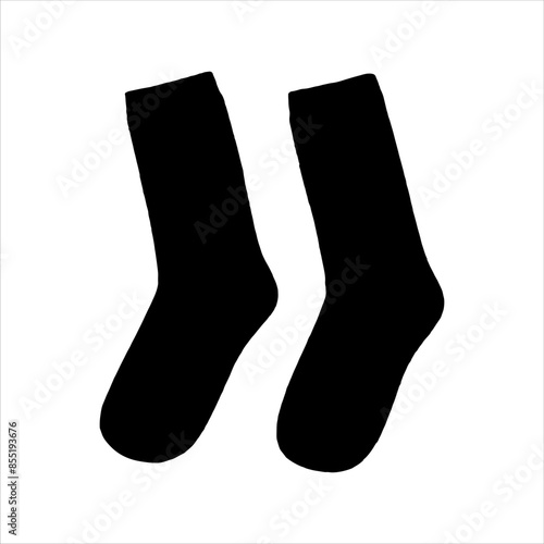 Black socks silhouette isolated on white background. Socks icon vector illustration design.