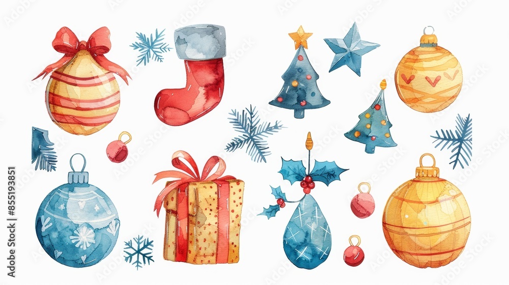 Christmas toys in watercolor style
Christmas toys in watercolor style