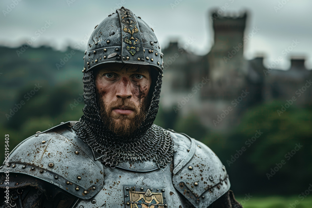 Portrait of a Medieval Warrior by Castle Walls Portrait of a Medieval Warrior by Castle Walls
