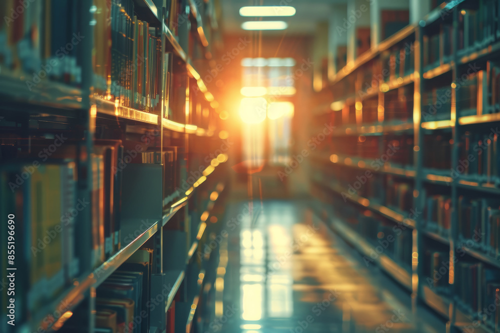 Obraz premium Blurred Library Background with Books