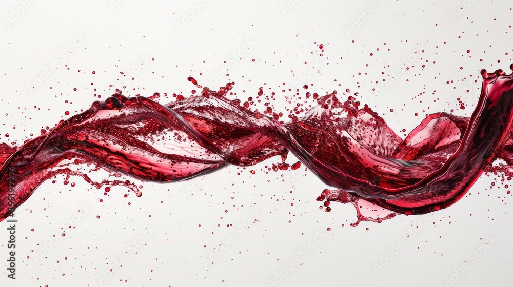 A dynamic and vibrant splash of red liquid, captured in motion against a white background A dynamic and vibrant splash of red liquid, captured in motion against a white background