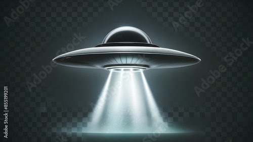 Isolated UFO Light Beam on Transparent Background