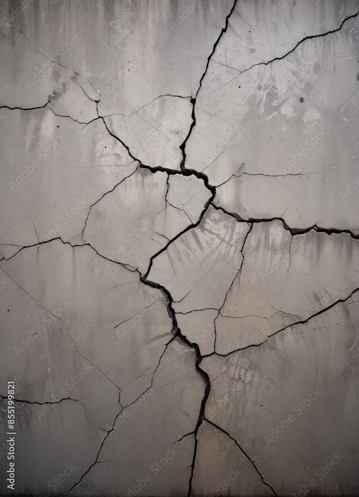 Cracked concrete surface with intricate patterns and textures Cracked concrete surface with intricate patterns and textures