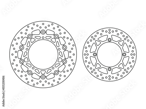 Motorcycle brake disc rotor icon set. Vector illustration