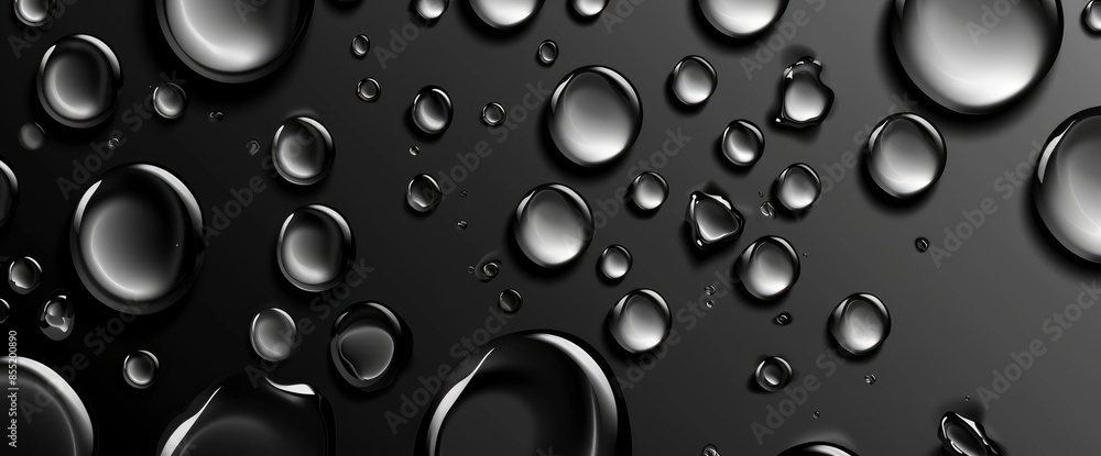 Abstract Monochrome Water Droplets, Cartoon Abstract Monochrome Water Droplets, Cartoon