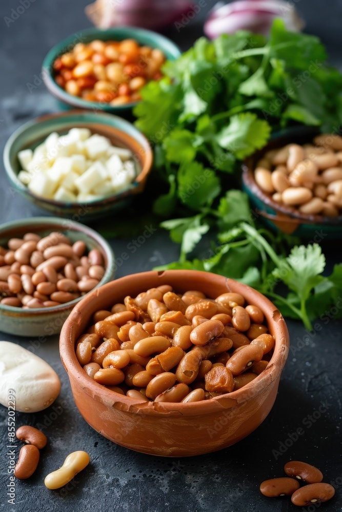 Ingredients for a Bowl of Refried Beans Ingredients for a Bowl of Refried Beans