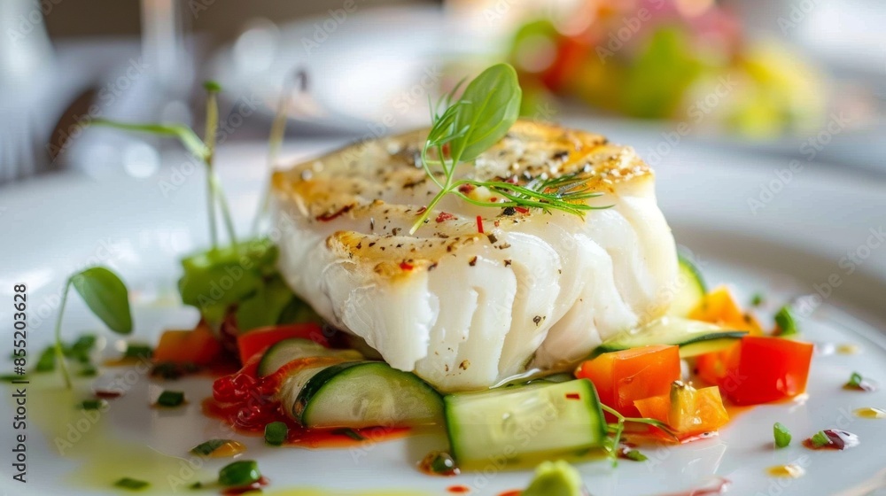 French cuisine. Halibut in Parisian style. French cuisine. Halibut in Parisian style.