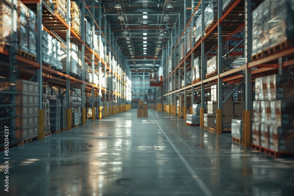 Fototapeta premium A large warehouse filled with boxes and storage containers