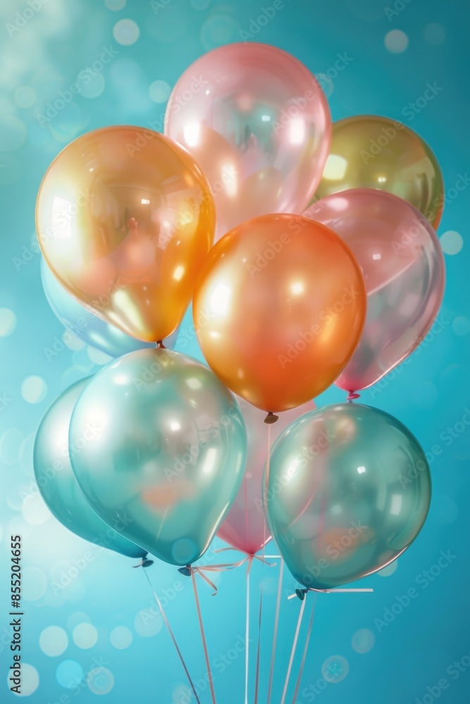 A collection of colorful balloons suspended in mid-air, perfect for party decorations or promotional uses A collection of colorful balloons suspended in mid-air, perfect for party decorations or promotional uses