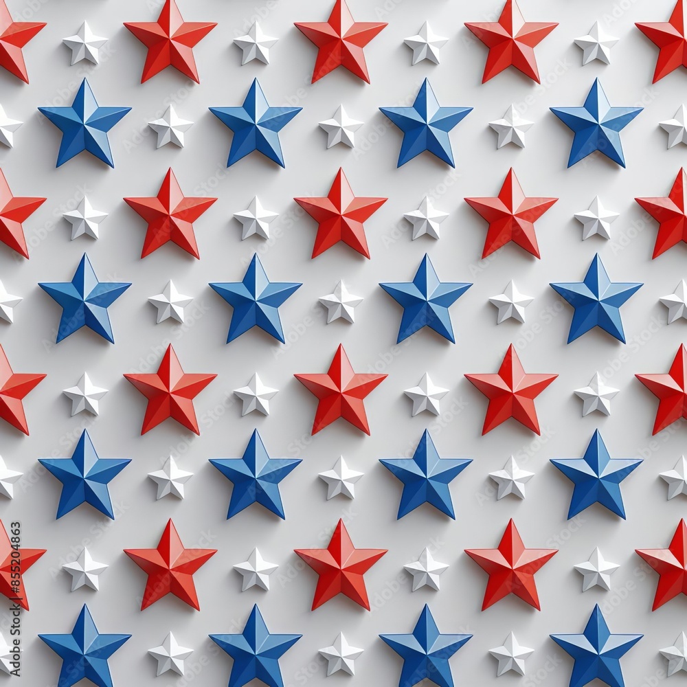 Generate a minimalist logo with a repeated star pattern on a white background for Independence Day 3d render, vector illustration, flag design, minimalist style, high resolution 8k Generate a minimalist logo with a repeated star pattern on a white background for Independence Day 3d render, vector illustration, flag design, minimalist style, high resolution 8k