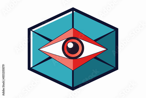 only eye nside the cube illustration on white background photo