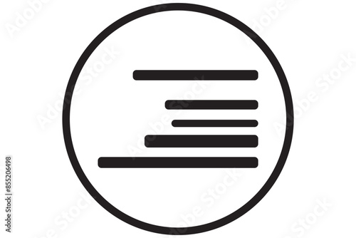 Align left icon set. font left align button in black filled and outlined style.