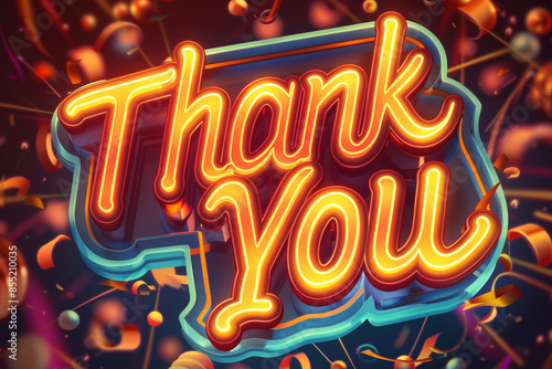 A neon sign that says "Thank You" in a colorful font