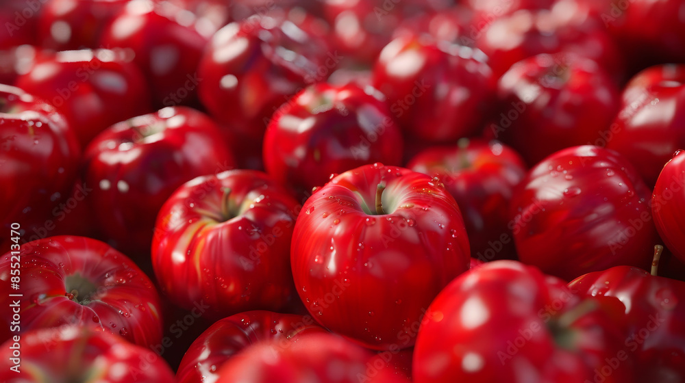 A bunch of red apples are shown in a close up A bunch of red apples are shown in a close up