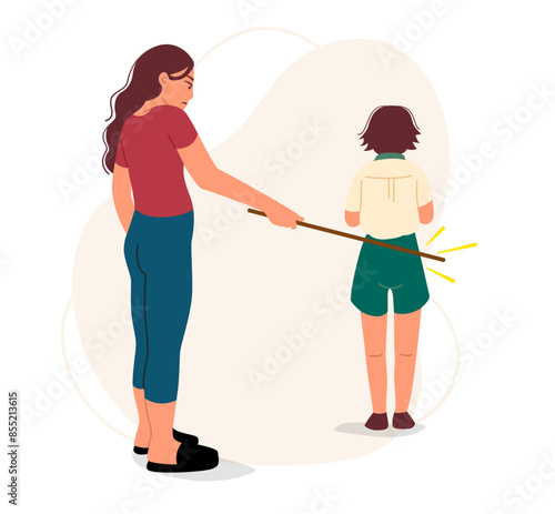 Mom punishing son by hitting