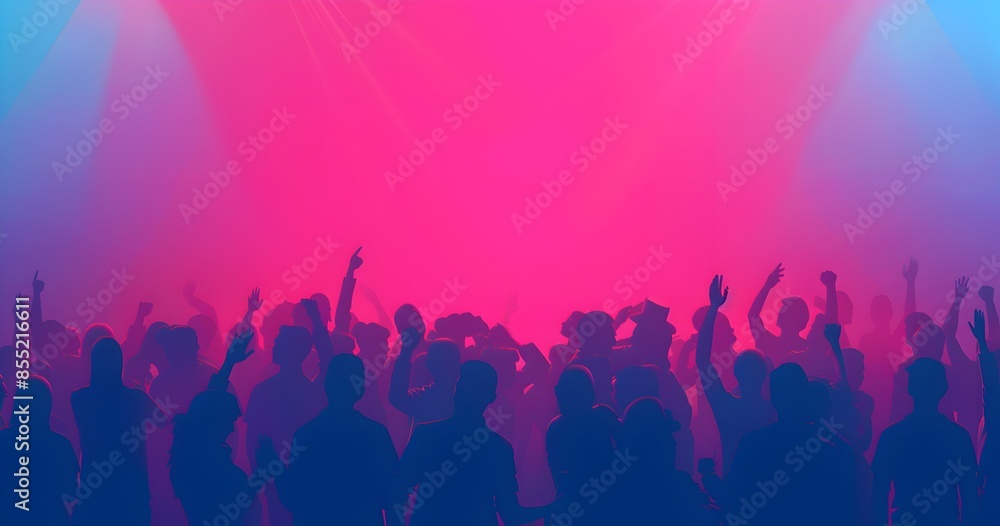 custom made wallpaper toronto digitalbackground of night club crowd silhouette dancing in the style of pink and blue gradient background vector presentation design 
