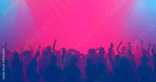 Wallpaper Mural background of night club crowd silhouette dancing in the style of pink and blue gradient background vector presentation design 
 Torontodigital.ca
