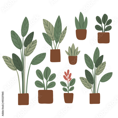 Dog-Friendly Coffee Shop Interiors and Exteriors. .Background images of cafe with cozy seating and tables, lush potted plants. Beanery scenes with facade and patio seating. Flat vector illustration.