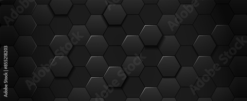 Abstract black texture background hexagon. vector