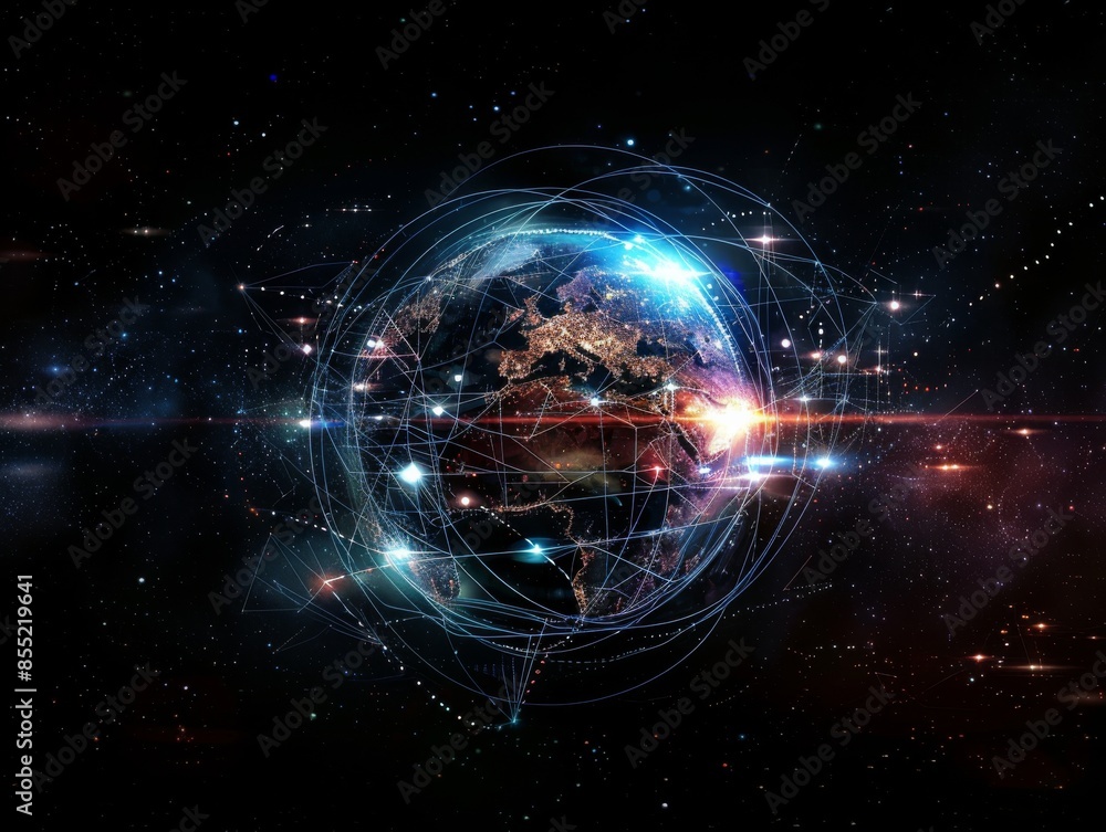 Mystical EarthData Streams and Bright Nodes in Glowing Hues. Mystical EarthData Streams and Bright Nodes in Glowing Hues.