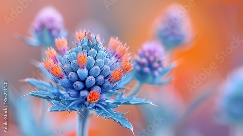 Wallpaper Mural Close-Up of Blue and Orange Flower Bud Torontodigital.ca