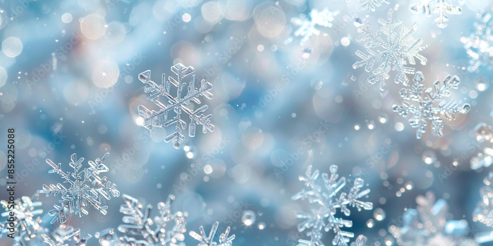 Background of falling snowflakes in shades of blue Background of falling snowflakes in shades of blue