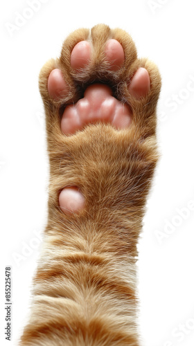 cute ginger cat paw , orange tabby cat hand, kitten leg , PNG transparent background