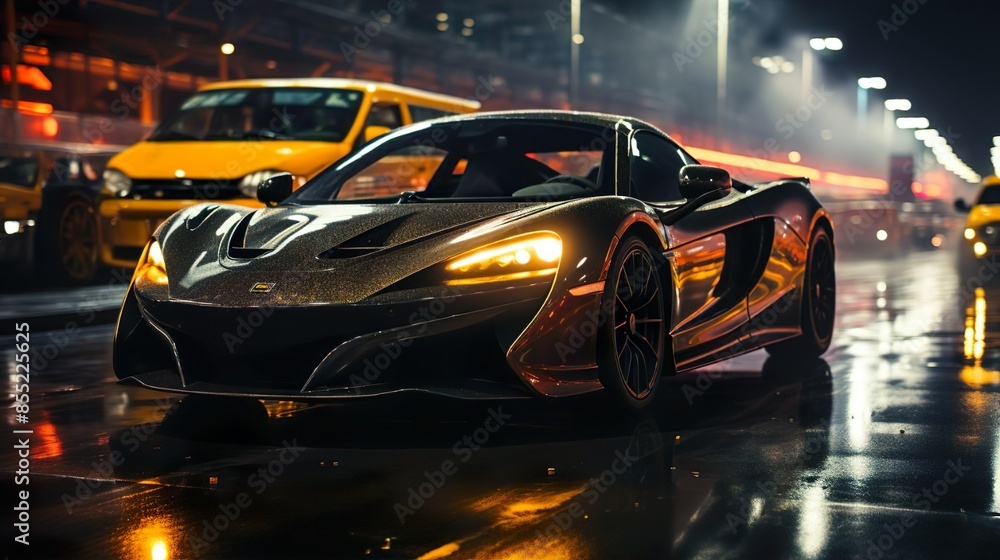 luxury car in the city at night luxury car in the city at night