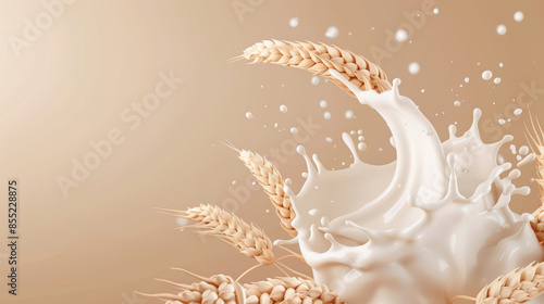 Harvest Freshness Milk Splash with Golden Wheat Ears