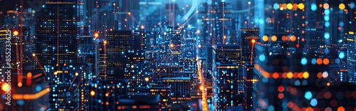 Wallpaper Mural Abstract Digital Background Science Technology Networks Big Data Link 3D . AI generated illustration Torontodigital.ca