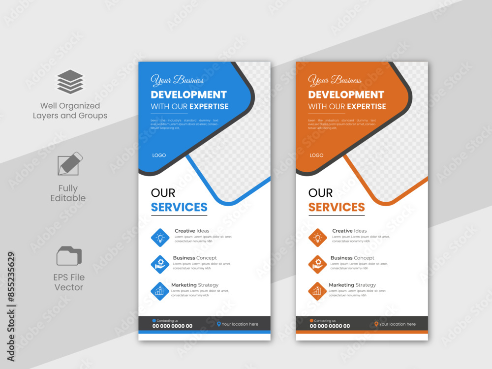 Obraz premium modern business rack card or dl flyer design vector EPS