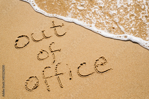 Out of Office Inscription in the Sand