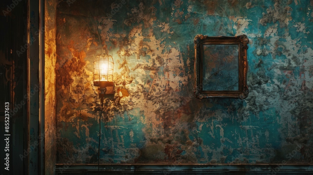 Room wall with an antique light box