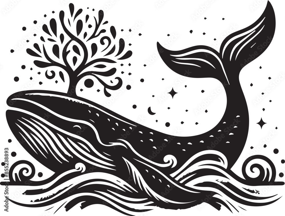 Fototapeta premium Whale design silhouette vector art work JPGE & EPS file