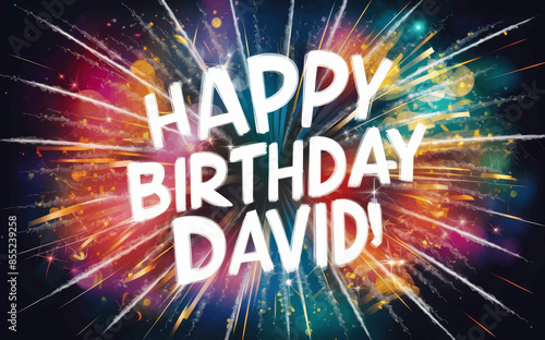 happy birthday David fireworks greeting card