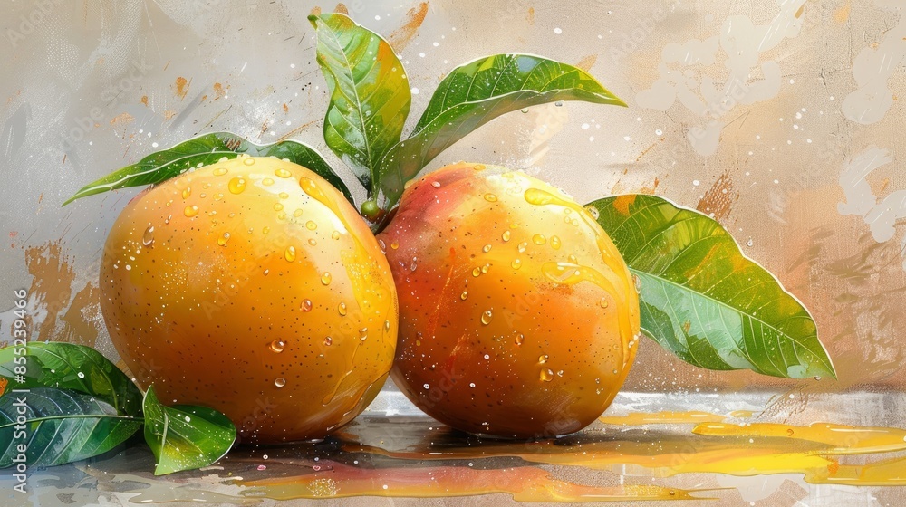 Fresh and delicious yellow mango illustration Fresh and delicious yellow mango illustration