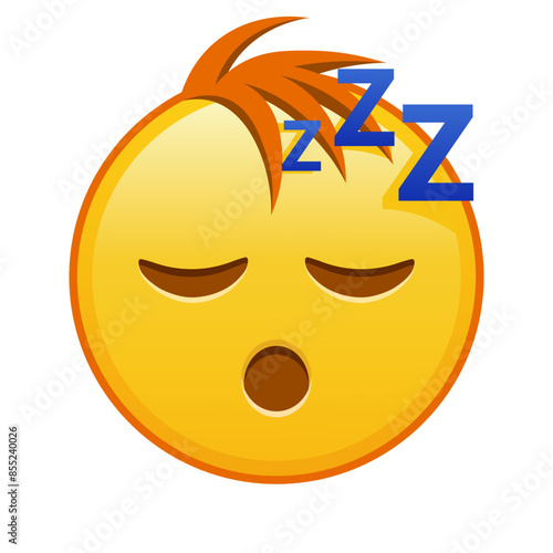 Sleeping face Large size of yellow emoji smile with hair