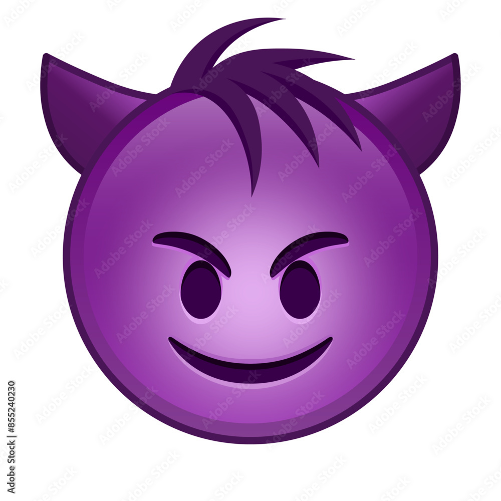 Smiling face with horns Large size of yellow emoji smile with hair Smiling face with horns Large size of yellow emoji smile with hair