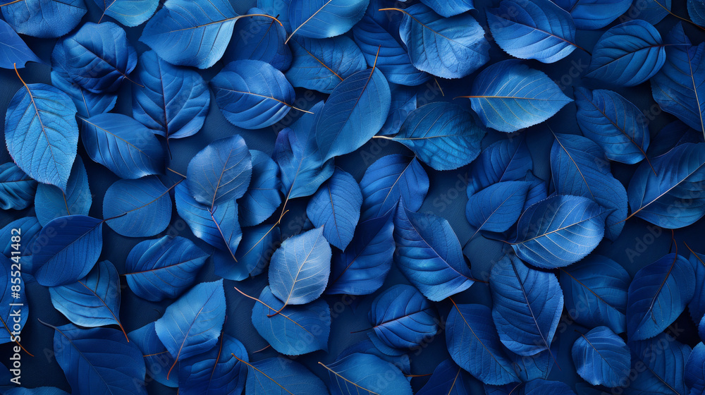 Royal Blue Background with Scattered Leaves Royal Blue Background with Scattered Leaves