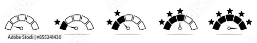 Obraz na płótnie Set of black speedometer icons with black star rating, leave your rating on the speedometer scale on a white background w salonie