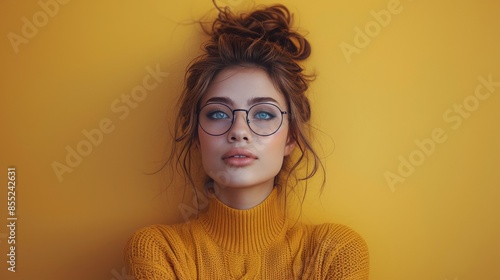 Woman Wearing Glasses and Yellow Sweater