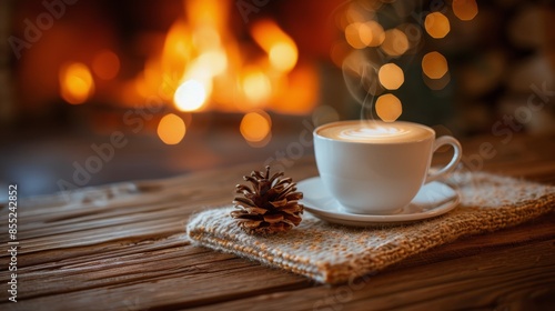 Red Coffee Mug on Wooden Table