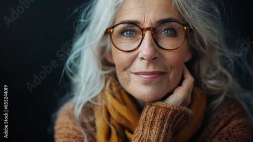 Senior Woman With Glasses and Red Scarf